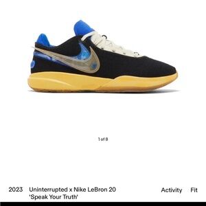 Nike- LeBron uninterrupted 20 Black and Blue Sneakers with Gold Swoosh-USED